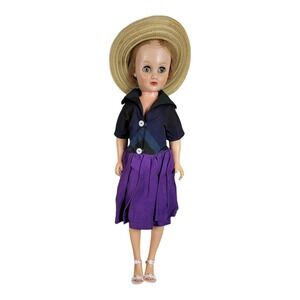 1950's 17" Vinyl Revlon Clone Ideal Doll , Necklace Rooted Hair